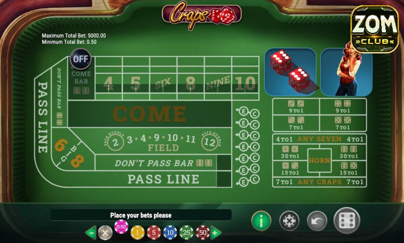 Luật chơi Craps Zomclub cụ thể nhất cho người mới